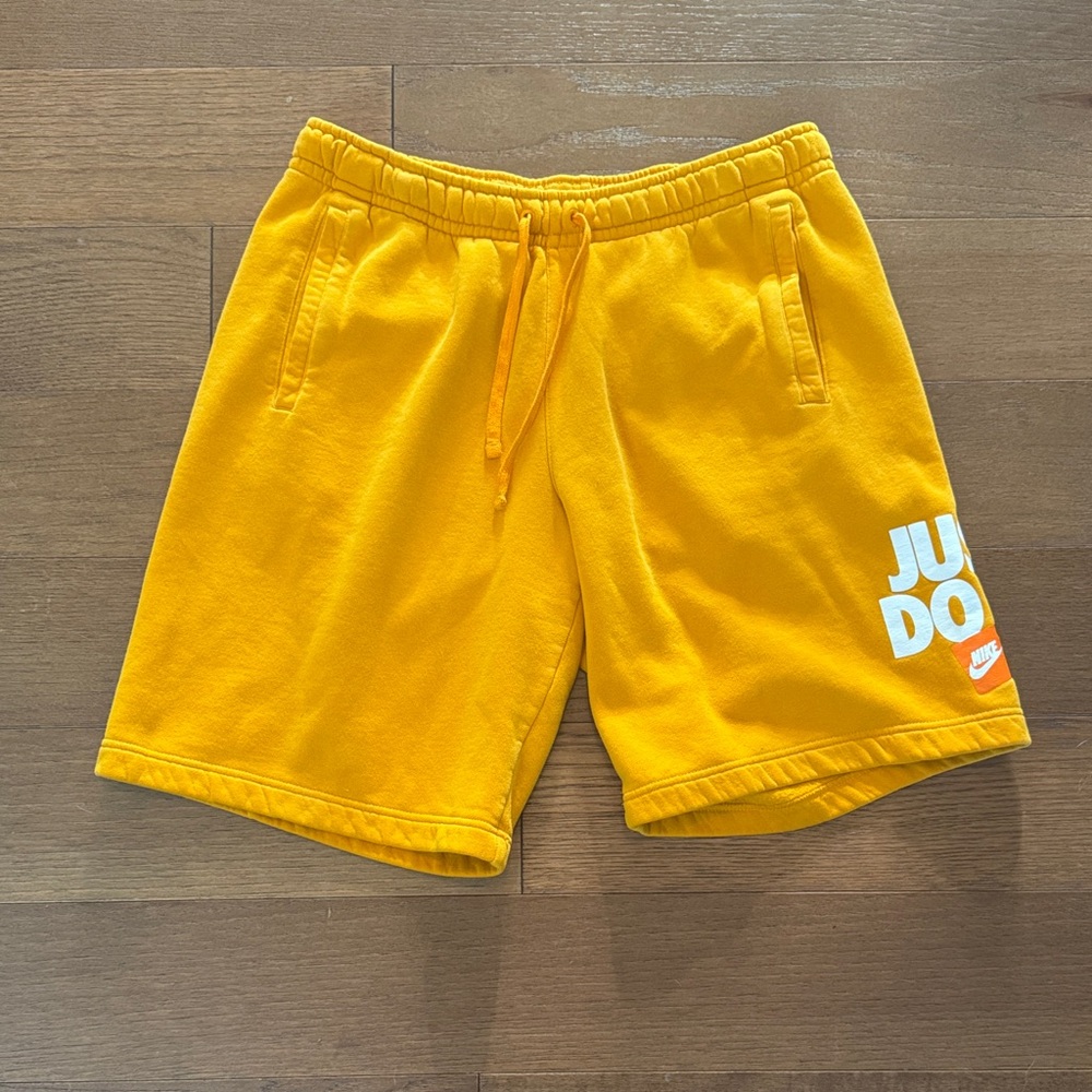Nike Men's Bright Yellow 'Just Do It' Fleece Athletic Shorts